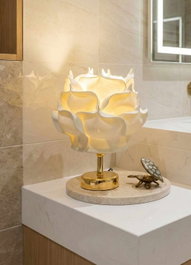 Opviq Lámpara de Mesa Eva Crema y Dorado Brillante